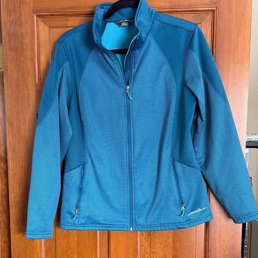 Eddie Bauer Teal check jacket Women's Large